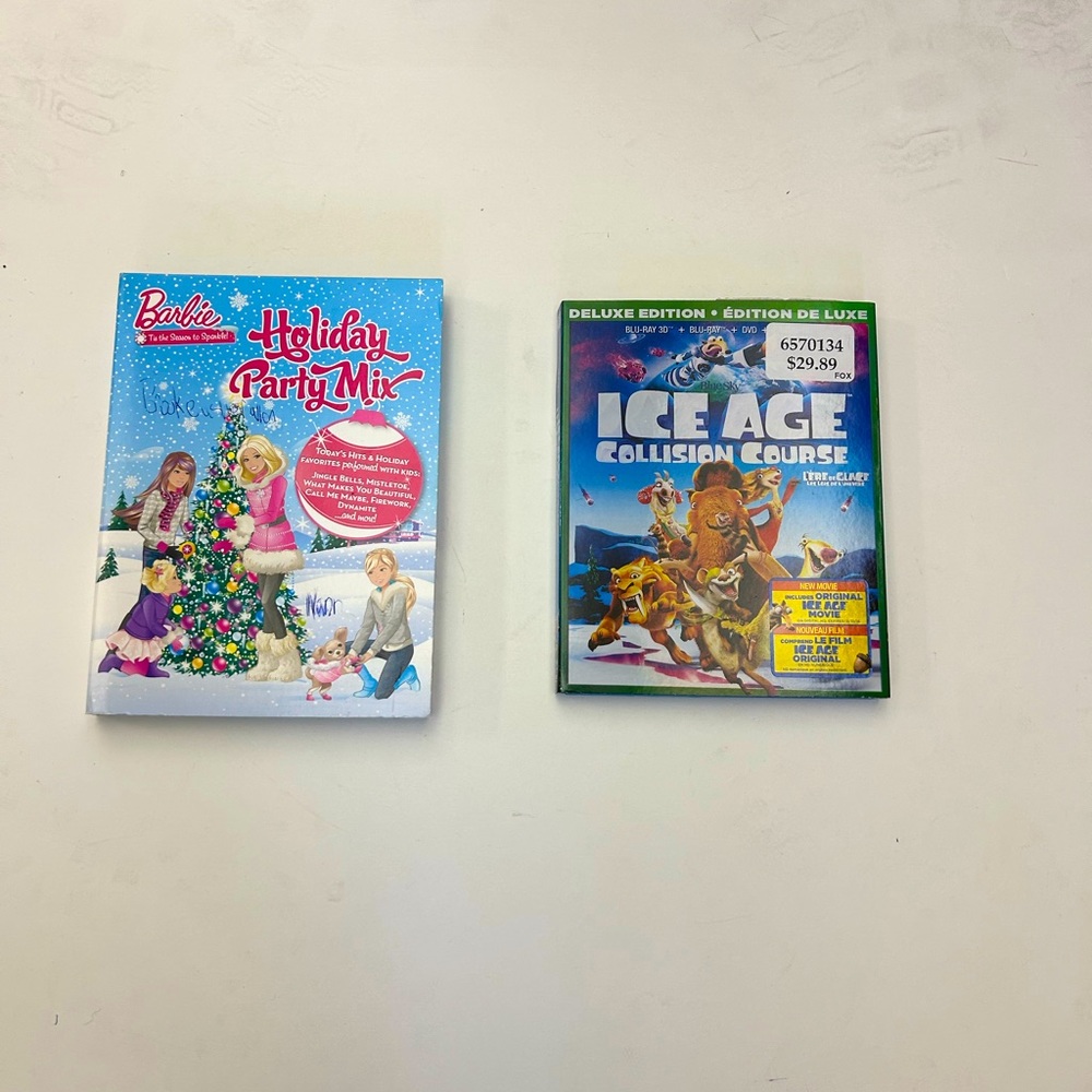 KIDS DVD MOVIES ICE AGE AND BARBIE HOLIDAY PARTY MIX